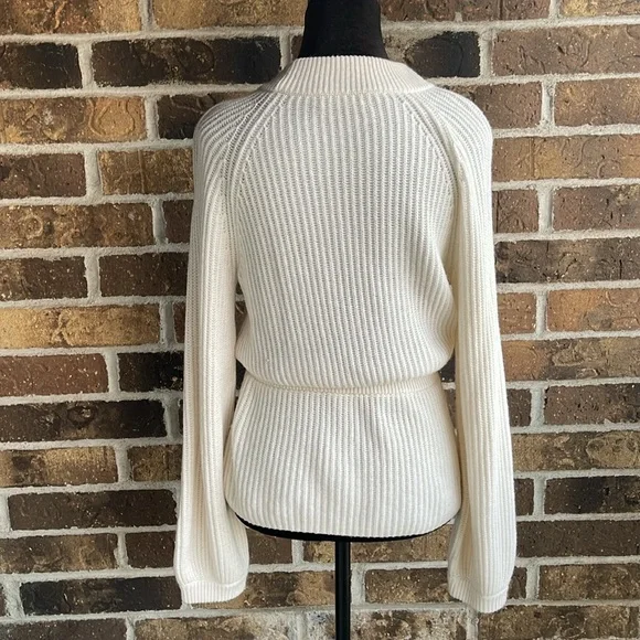 CLUB MONACO White Tinna Balloon Wool Alpaca Sleeve Sweater - Picture 5 of 9